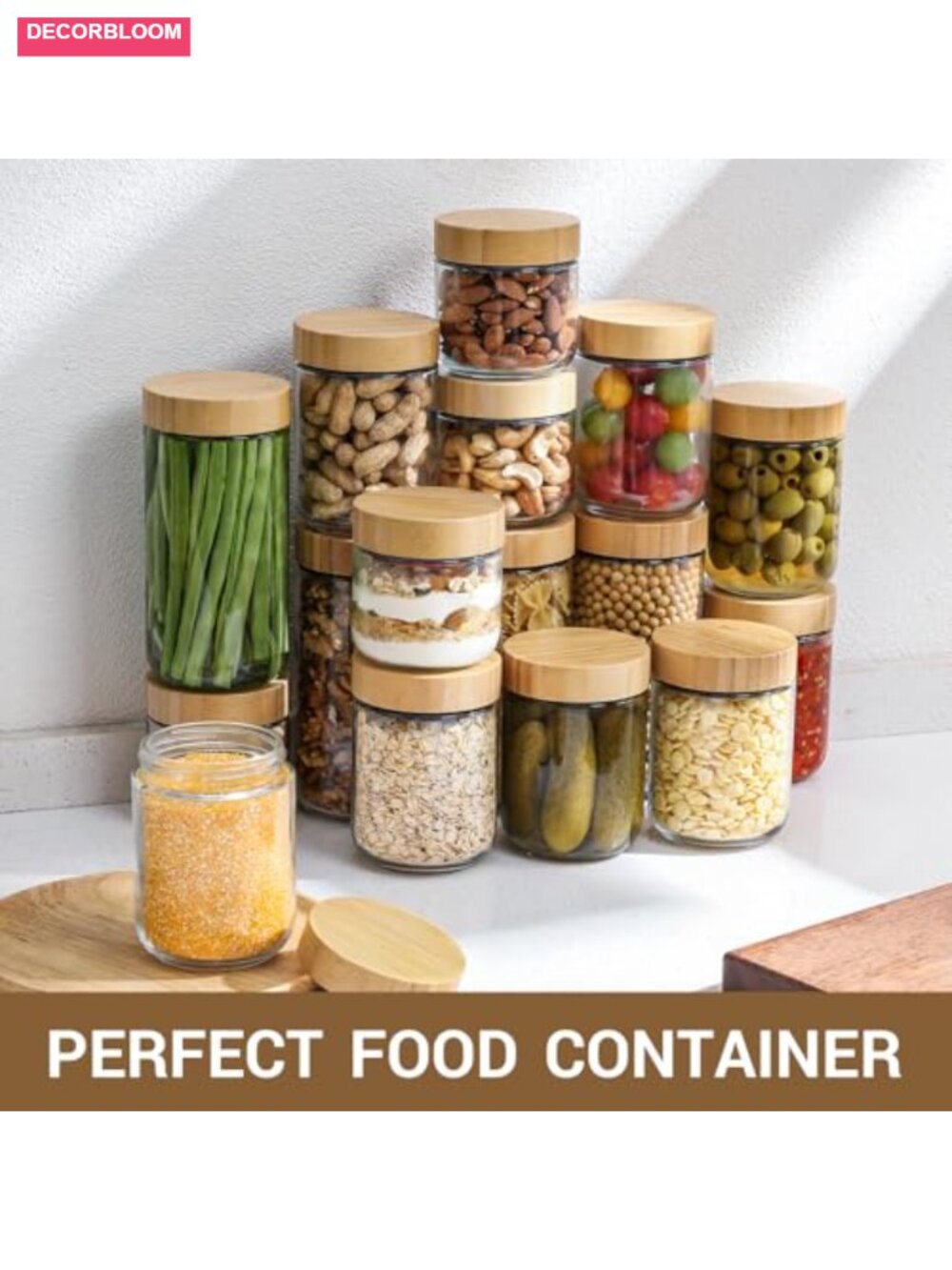 4-Pack 8oz Glass Jars with Airtight Bamboo Lids, Food Storage - Picture 6 of 6